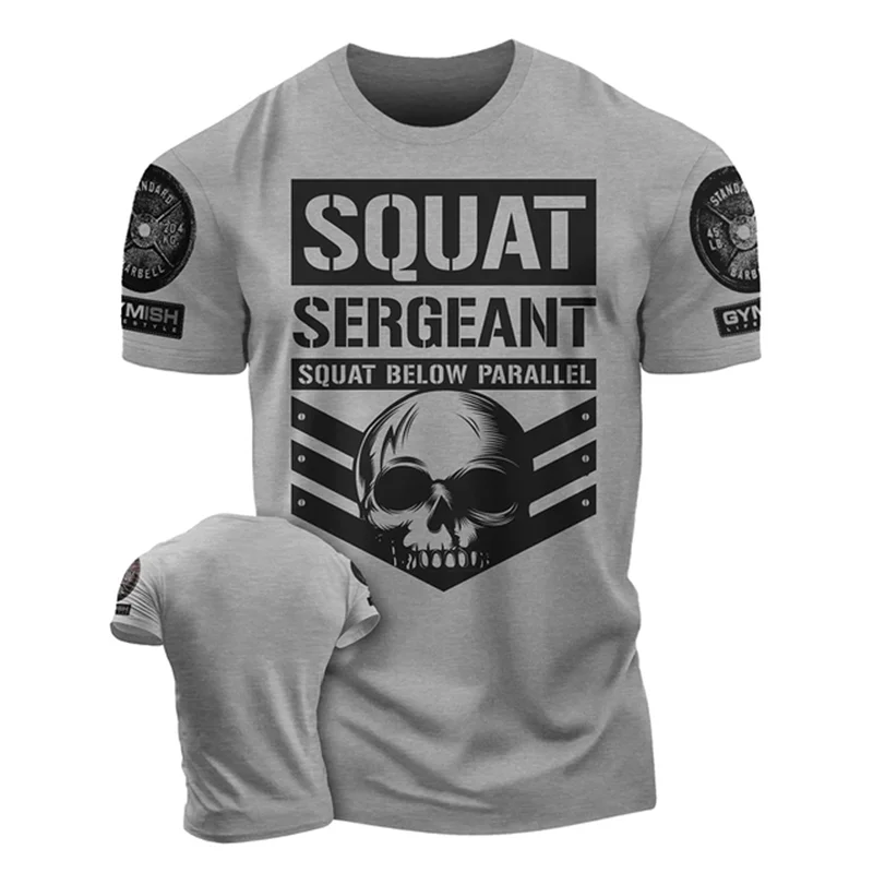 Funny 3D Letter Printing T Shirt For Men Strength Earned Workout Gym Short Sleeves Muscle Tough Guy Oversized Casual O-neck Tops