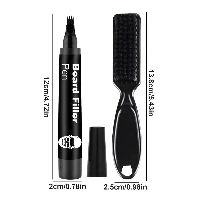 Lápiz de relleno de barba para hombres, pluma de relleno de barba para cabello con cuatro puntas, lápiz de barba impermeable, marcador de pelo para pintura de barba más gruesa