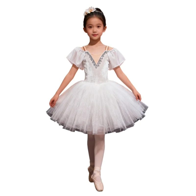

Ballet Skirt Lyrical Dance Costumes Girls KidsBallet Tutu Dress White Long Tulle Skirt for Dance Performance Dance Costume Girls