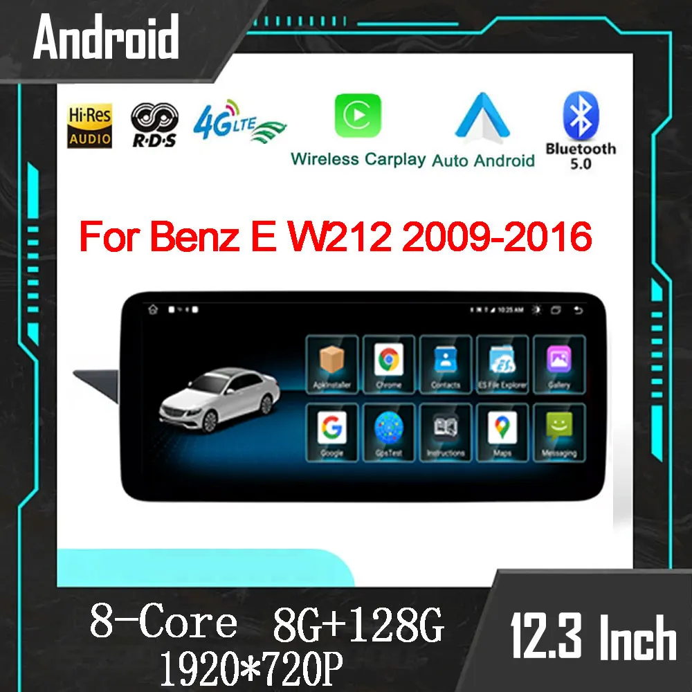 12.3 Inch Android Auto For Benz E W212 2009 - 2016 Car Accessories Apple Wireless Carplay Monitors Radio Multimedia Player Tools