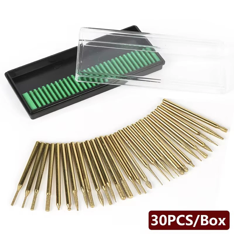 30PCS Titanium-Plated Alloy Grinding Head 3mm Dremel Accessories Dremel Rotary Tool Tit Bit For Mold Repair Slot Engraving