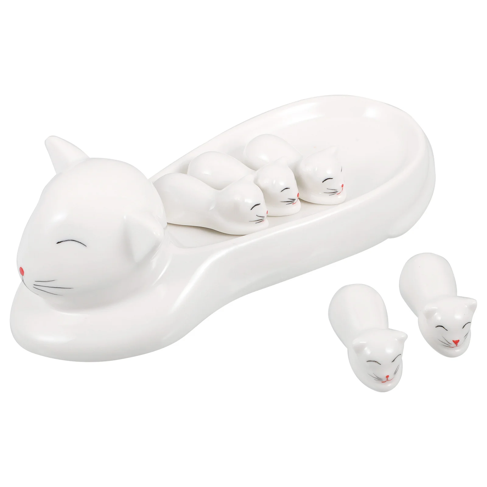 

Cat Chopstick Holder White Japanese Style Ceramic Non-Slip Dining Table Decoration Kitchen Supply for Clean Elegant Eating