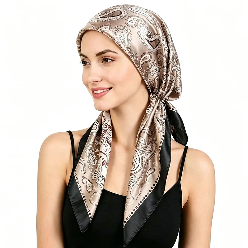 Neuer Damen-Doppelschicht-Paisley-Satin-Instant-Hijab-Schal-Turban, muslimische Kopfbedeckung für Frauen, Chemotherapie-Mütze, Haarausfall-Abdeckung, Kopfwickel, Banda – Detail 16
