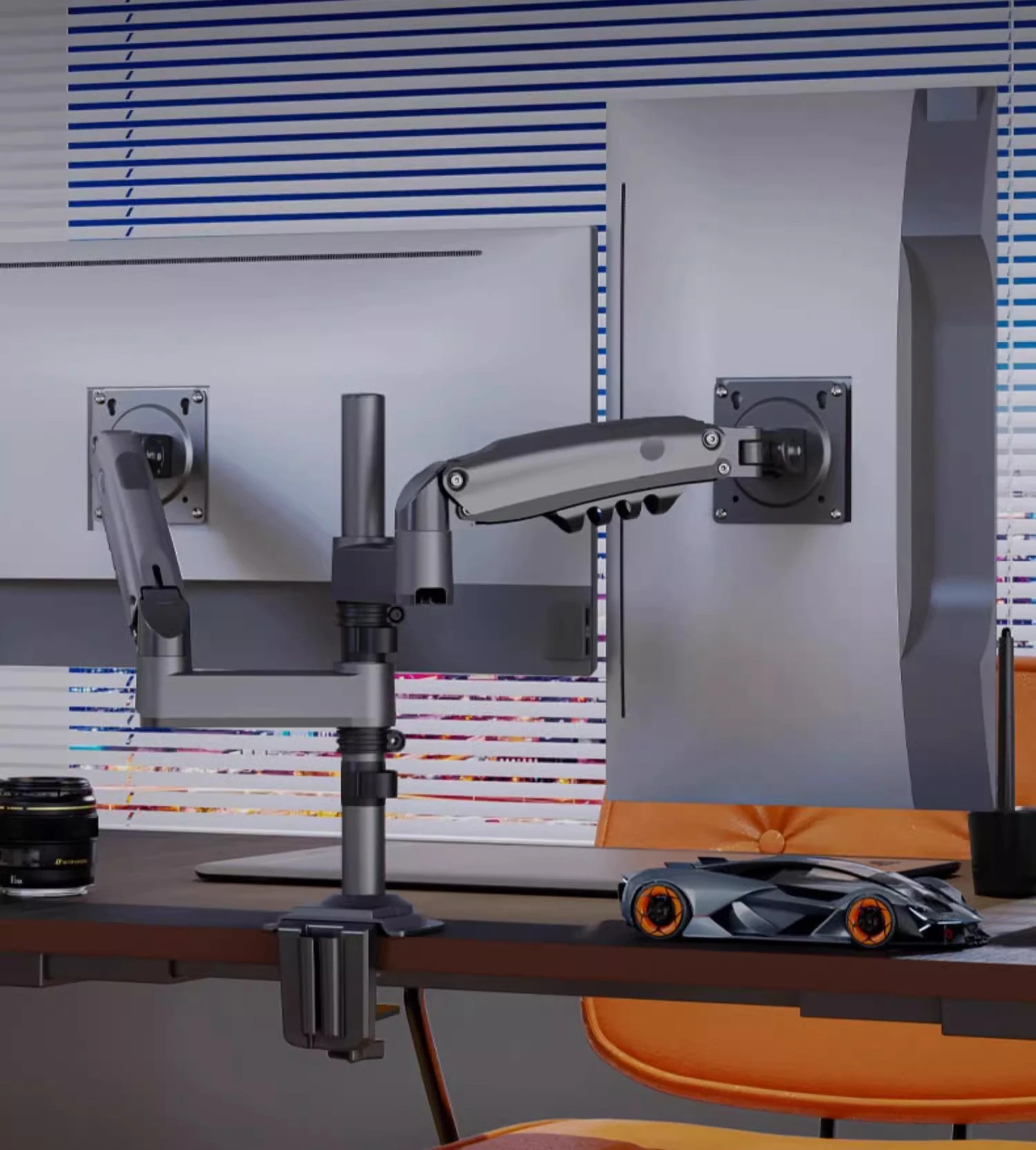 D-MOUNT K180 Full Motion 17 "-27" Double Monitor PC โต๊ะแก๊สฤดูใบไม้ผลิแขน LCD TV Mount 2-9 กก.100X100