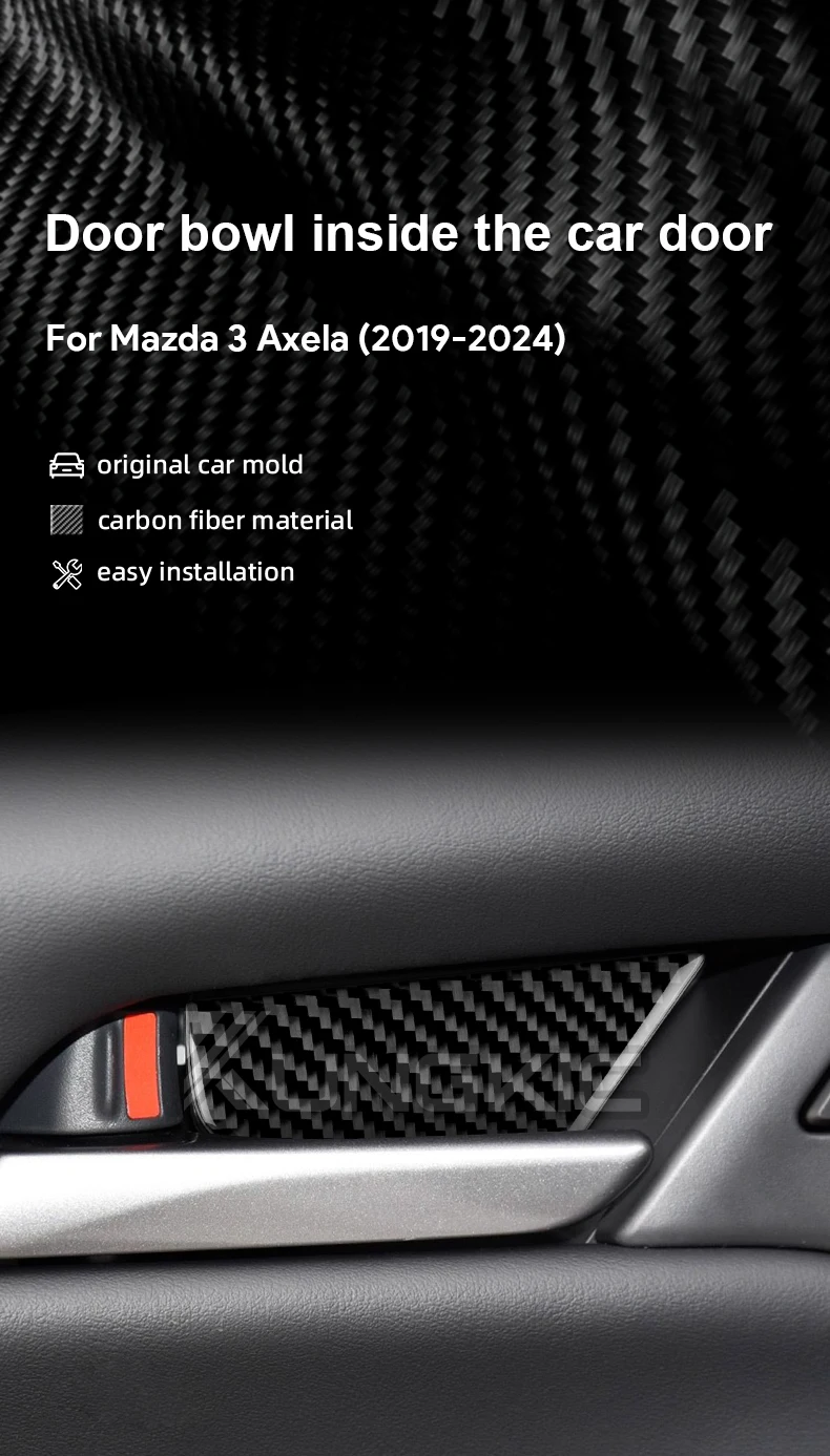 Echte weiche Carbonfaser für Mazda 3 2019 2020 2021 2022 2023 2024 2025 2026 Mazda3 Axela/CX30 20-25 Innenraum-Türschalen-Aufkleber – Detail 1