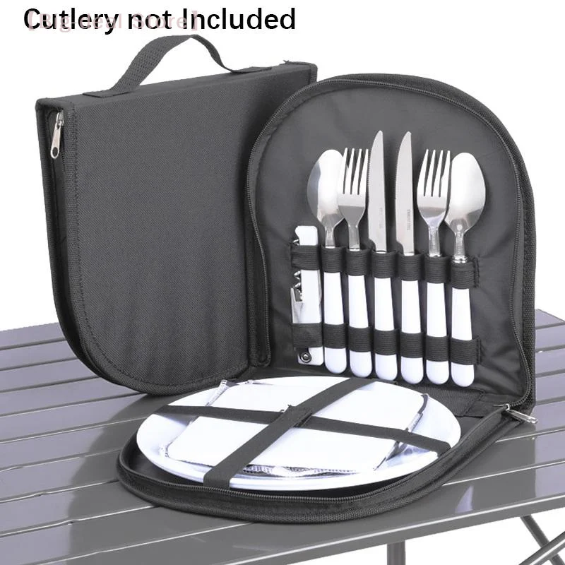 【M】Outdoor Cookware Bag Camping Cutlery Storage Bag Portable Travel BBQ Utensil Organizer Storage Pouch For Fork Plates Spoons