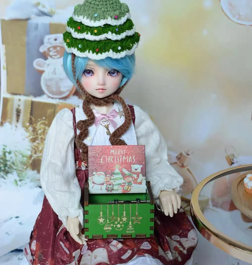 Gỗ Tay Quay Hộp Nhạc Giáng Sinh Có Mặt Sơn Khắc Hộp Nhạc Lễ Hội Vật Trang Trí Nhà Búp Bê Trang Trí Năm Mới Quà Tặng