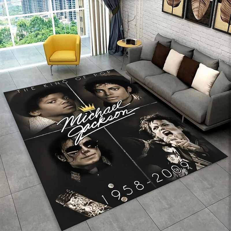 Retro MJ Michael Jackson King of Pop Non-Slip Area Rug for Living Room,Bedroom,Playroom,Carpet Floor Mat Home Decor Rug Kid Room