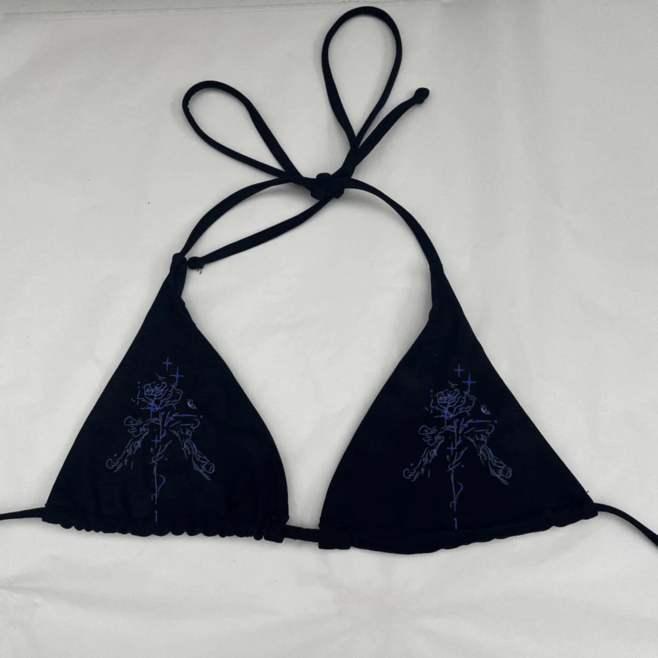 Y2k 2000s Blue print Sexy Harajuku Gothic Punk Bodycon Backless Hot hottie Crop Top Summer Bra Bikini Set Beach Camisole Party
