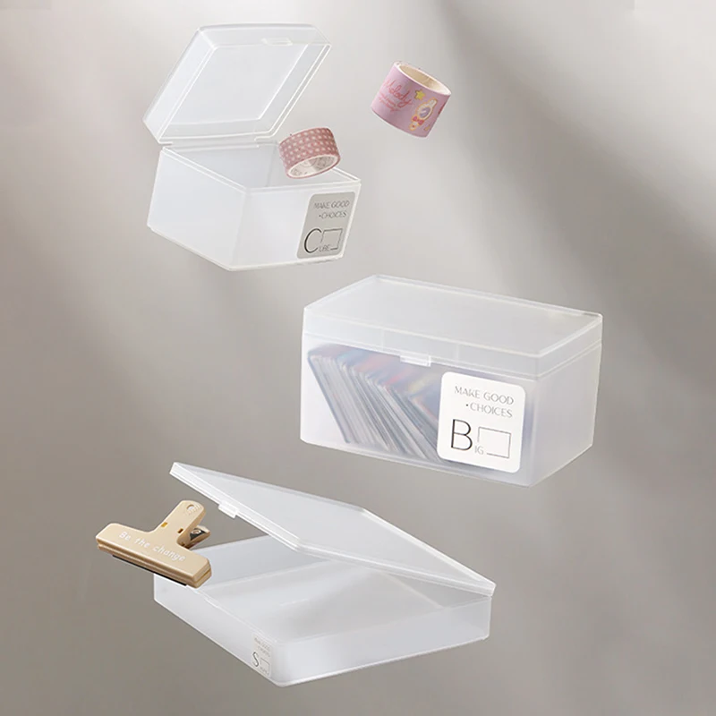 Transparent Plastic Storage Box Photocards Small Card Stickers Organizer Box Desk Organizer Subpackage Holder Stationery