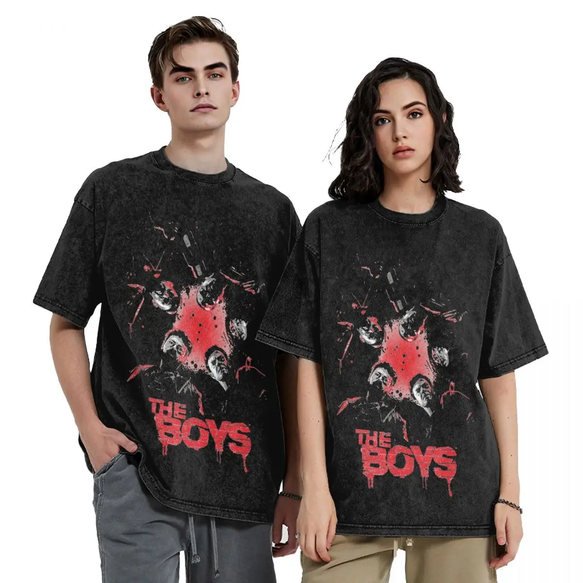 Ovresize The Boys Season 4 TV Show Accessories Shirt Washed Style for Men Women Billy Butcher T-Shirts Fashion Tees Streetwear