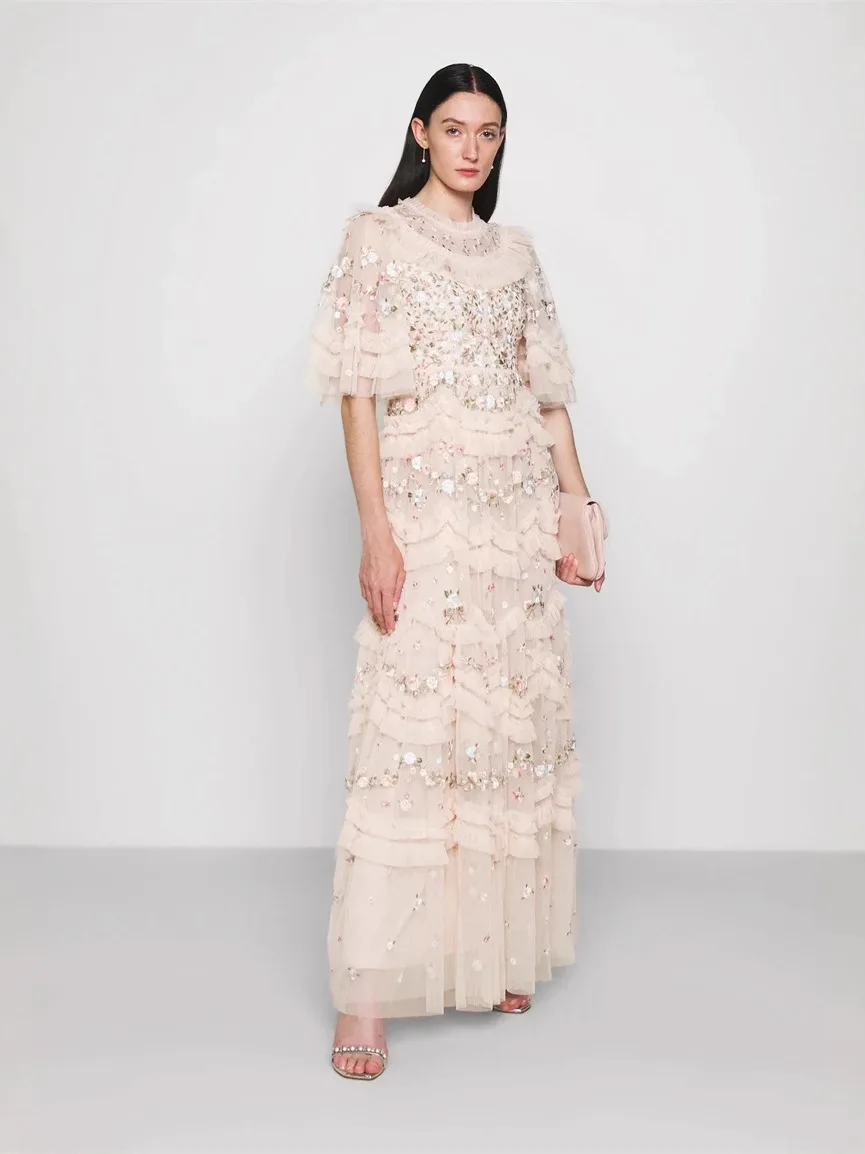 Ele bordado flor saia longa dr bolo sle godd sve net gaze verão primavera outono cintura alta ort sve