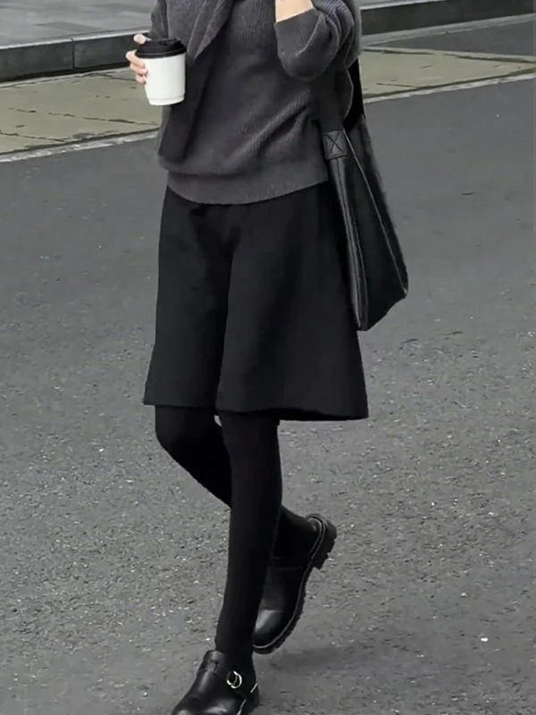 

Шерстяные брюки Bla с широкими штанинами для женщин больших размеров: весенние, модные, повседневные, универсальные, скрывающие бедра, для пышных форм, прямые брюки.