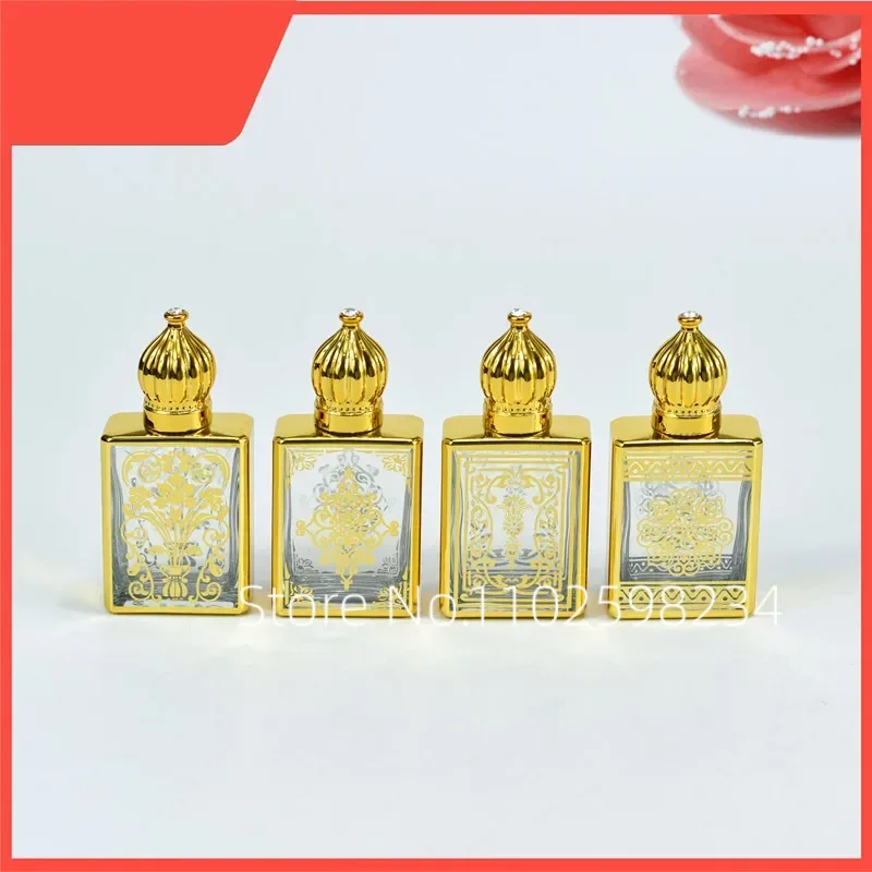 10/30pcs 15ml Roll on Glass Bottle Square Essential Oil Container Gold Luxury Empty Refillable Mini Roller Perfume Bottles