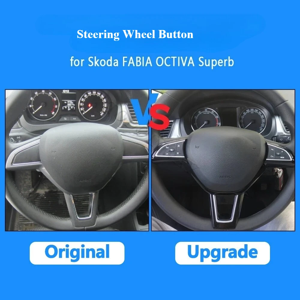 Multifunction LED Steering Wheel Button Audio Volume DVD Control Switch For Skoda Superb Rapid Octavia Komuk 2016 2022 Interior