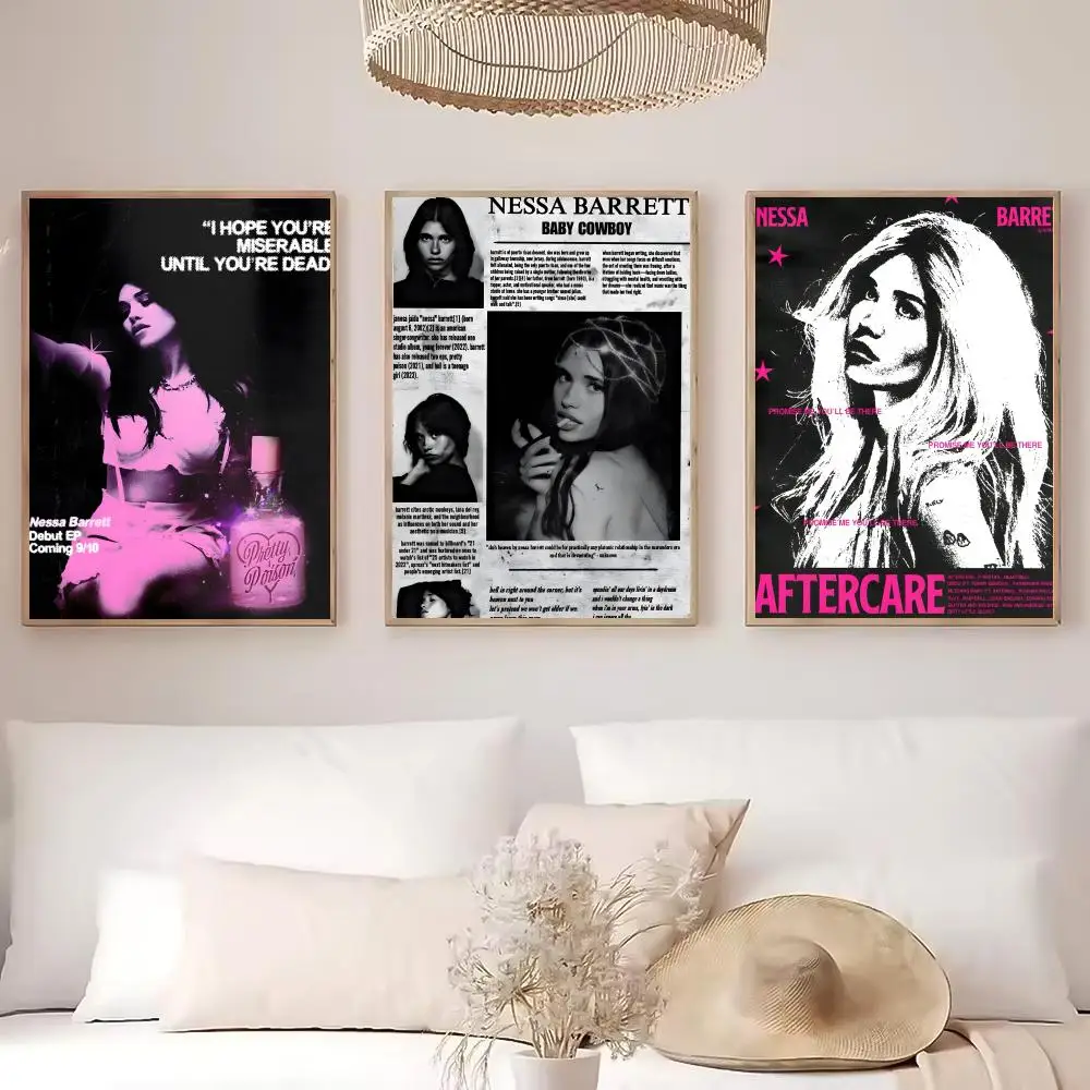 ملصق Nessa Barrett Singer عالي الدقة ذاتي اللصق مقاوم للماء مثالي للمنزل والمكتب وغرفة النوم هدية رائعة