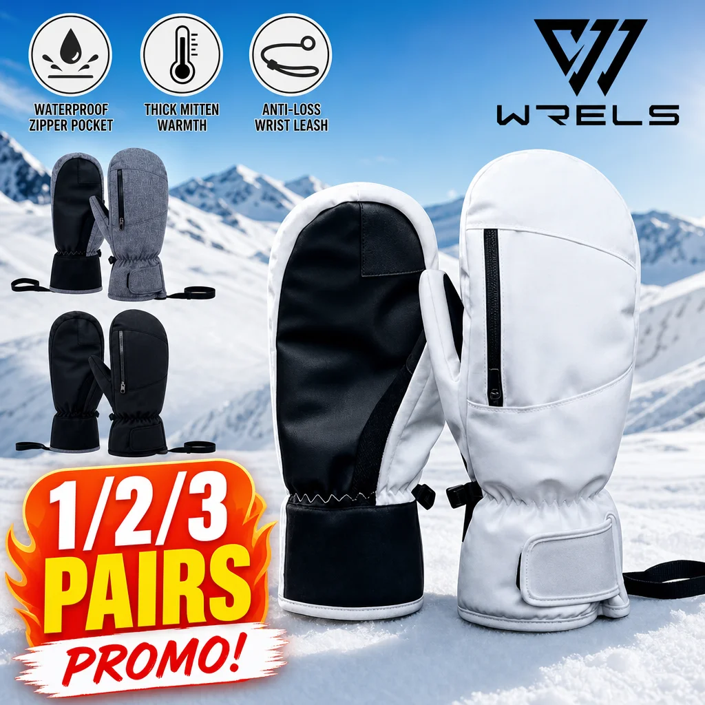Waterproof Ski Gloves Winter Snowboard Mittens Warm Fleece Lined Wrist Pocket Thermal Snow Mitts Men Women Cycling Gloves