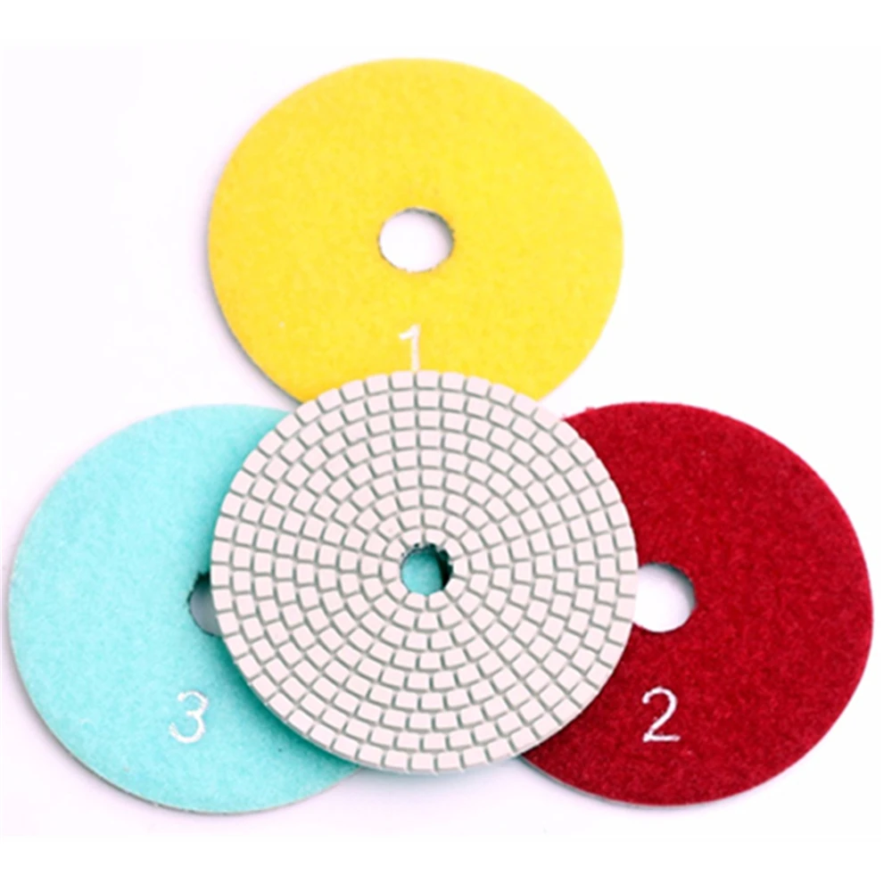 

ST43 Stone Wet Polishing Disc 3 Step Diamond Wet Polishing Pads 3 Inch 4 Inch Angle Grinder Resin Pads for Granite Marble 10PCS