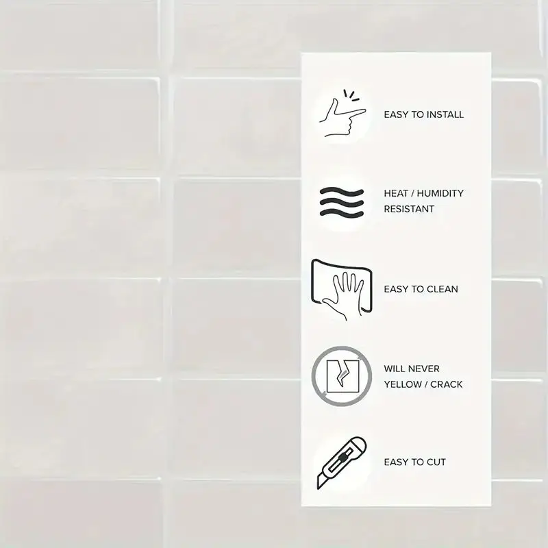 10pcs Self-Adhesive Wall Tiles Stickers, Heat Resistant Peel AndStick Kitchen Backsplash, Waterproof Wall Tile Sticker view 6