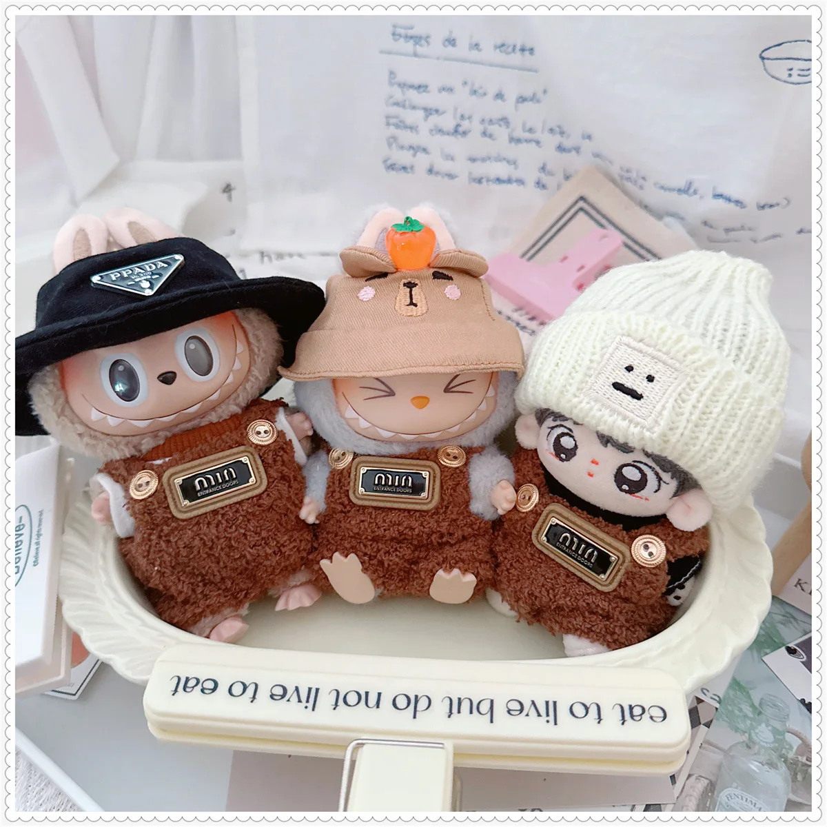 10cm New Cute Idol Doll Clothes Kawaii Brown Rompers Capybara Hat Set DIY Dress Up Plush Small Doll Kawaii Soft Toys for Girls