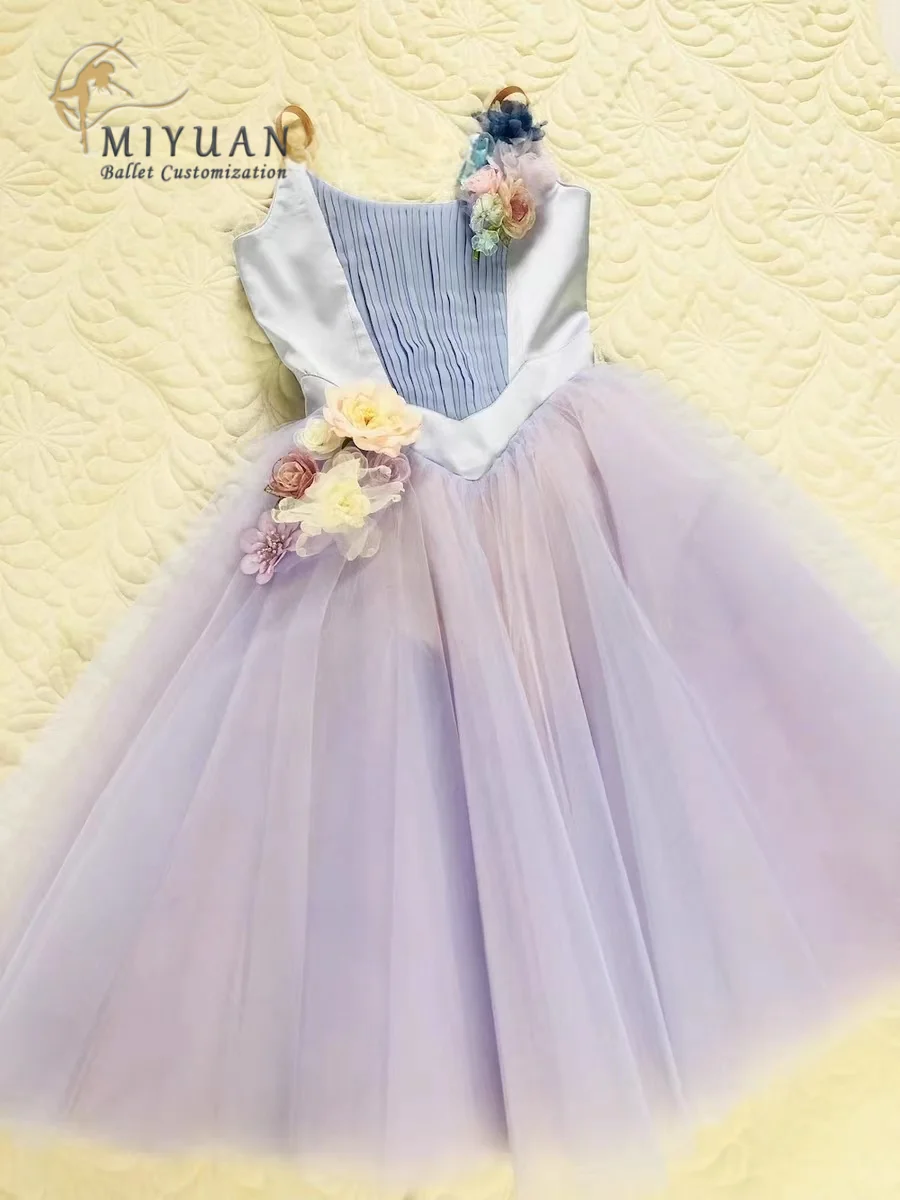 Shuizawa fairy variation tutu tailored for adults and children professional lavender blue flower pompadour skirt long gauze skir