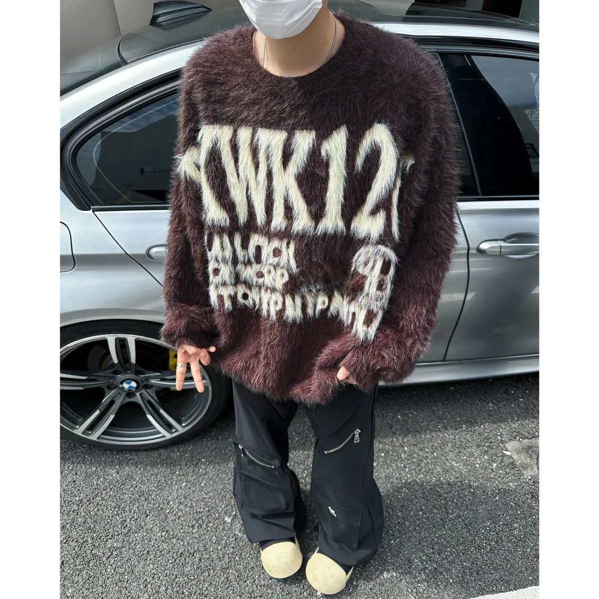 

Autumn Winter round Ne Pullover Knitted Sweater Men's Casual Faion Brand Student College Sle Warm Retro Mink Velvet