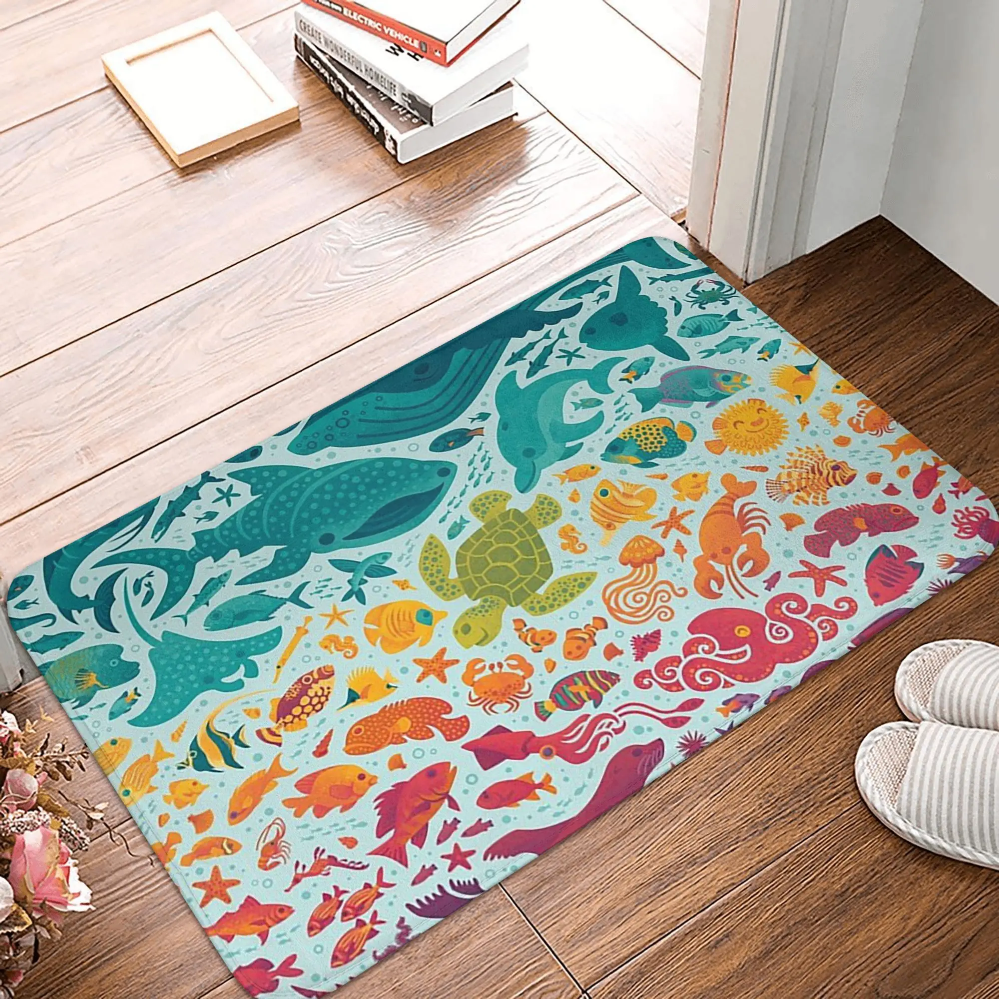 Aquatic Spectrum 2  light blue Non-slip Doormat Floor Mat Dust-proo Carpet Rug for Kitchen Entrance Home Bedroom Footpad Mats