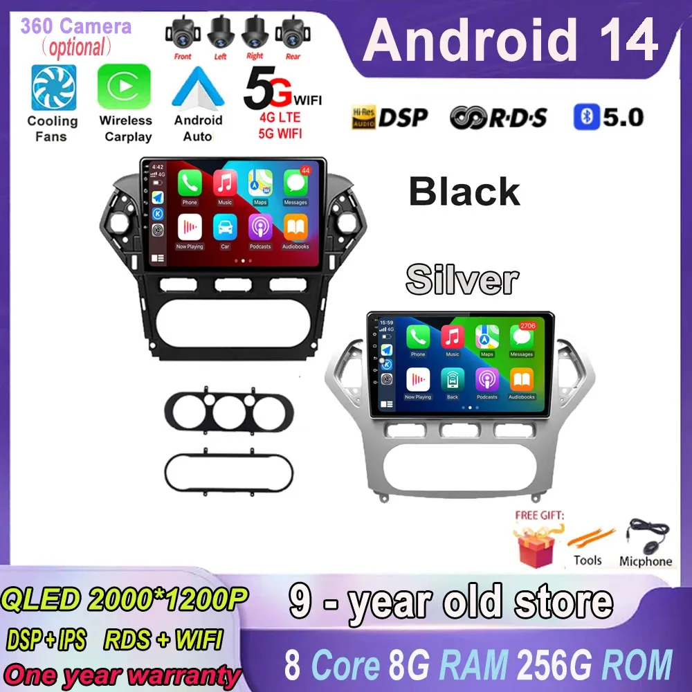 

Android 14 Car Radio Car Moniter for Ford Mondeo 4 2006 - 2014 Stereo Player Navigation Video MultimediaAuto Wireless Carplay