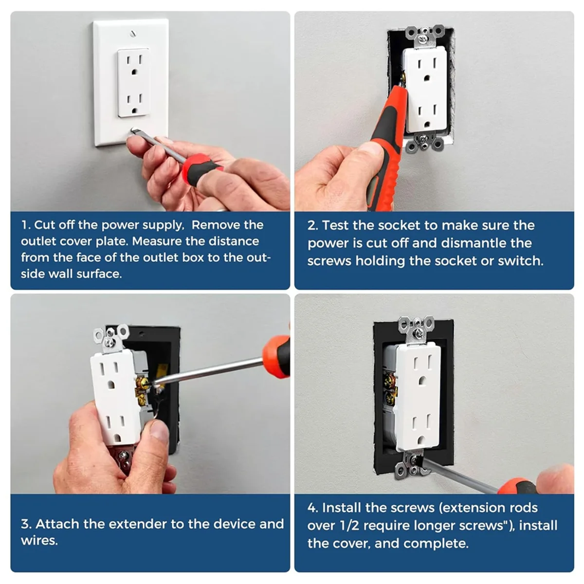 ABKM New 1/2 Inch Socket Box Extender Power Outlet Extender Suitable for Electrical Boxes and Power Outlets