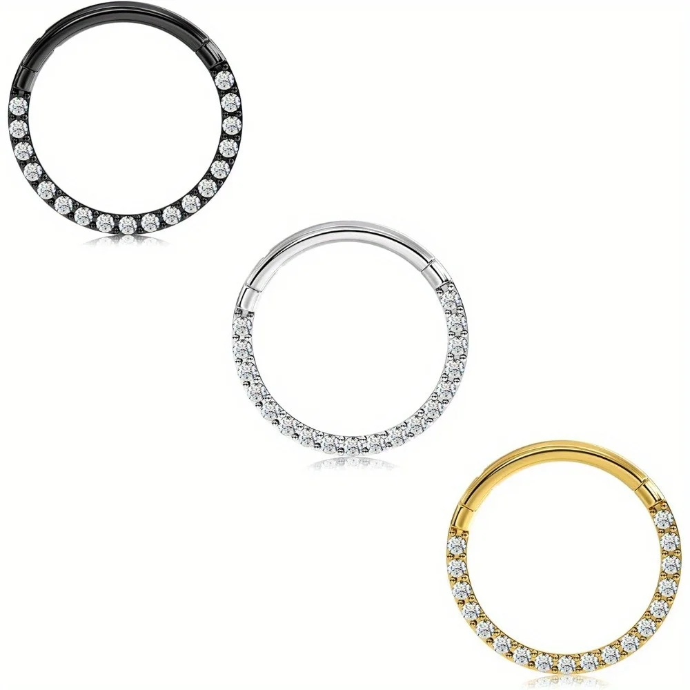 

FINREZIO 1Pc 316L Surgical Steel Cartilage Hoop Earring with CZ - Ideal for Conch, Helix Piercings, Nose Rings, and Septum Rings