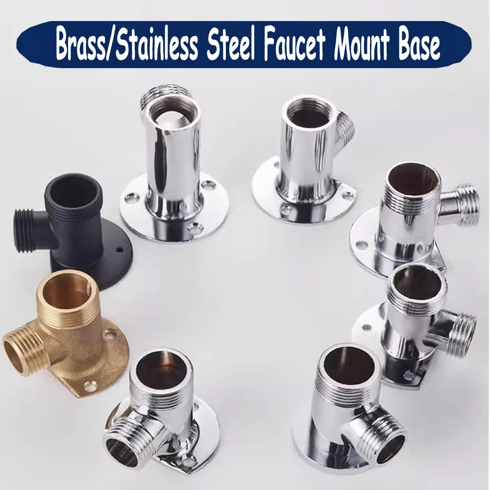 1pc Brass/Stainless Steel Faucet Mount Base,Kitchen Faucet Fixed Base, Shower Head Exposed Base, Household Hardware Accessories