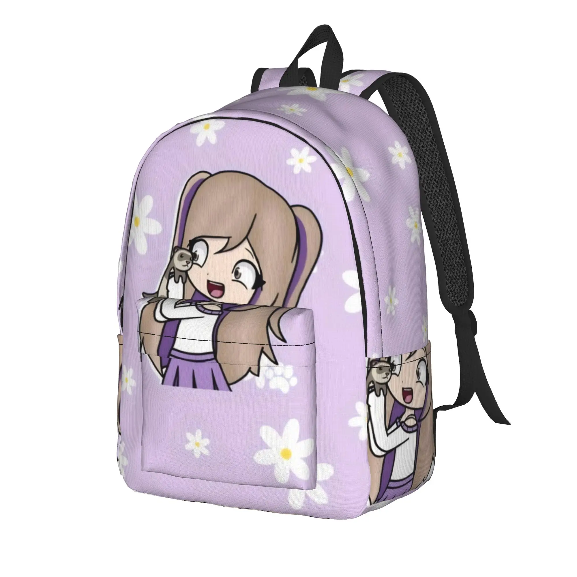 Lyna Vallejos Gamer Backpack for Men Women Cool High School Business Daypack Daisy Foral Laptop Canvas Bags Outdoor