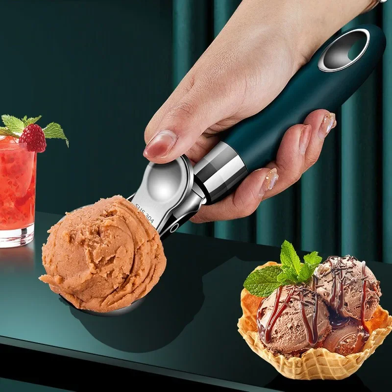 304 Stainless Steel Cream Scoop Springable Ice Cream Scoop Dual-purpose Ball Digger Ice Cream  Fruit Watermelon  Latest Gadgets