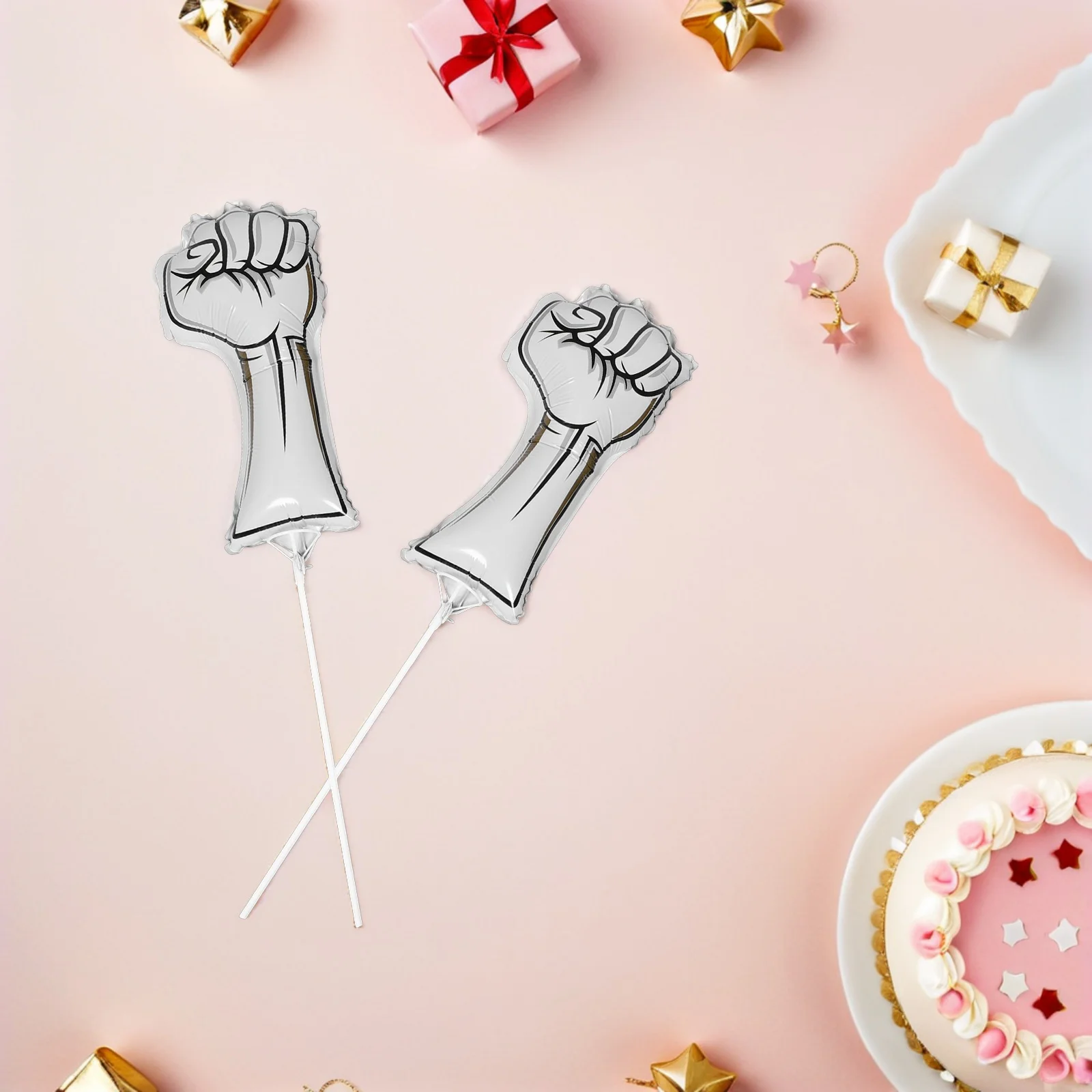 

10 Pcs Cheer Balloons Aluminum Foil Sports Party Favors Fist Shaped Inflatable Props Foil Cheering Sticks for Events Games