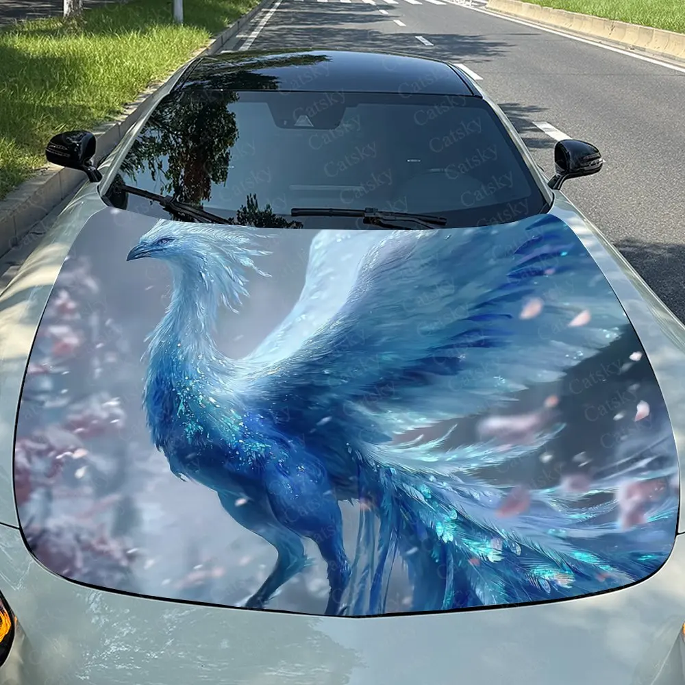 Blue Phoenix Car Hood Stickers, Waterproof And Wear-resistant Decorative Stickers, Car Film Stickers, Decorative Scratch Multi-p