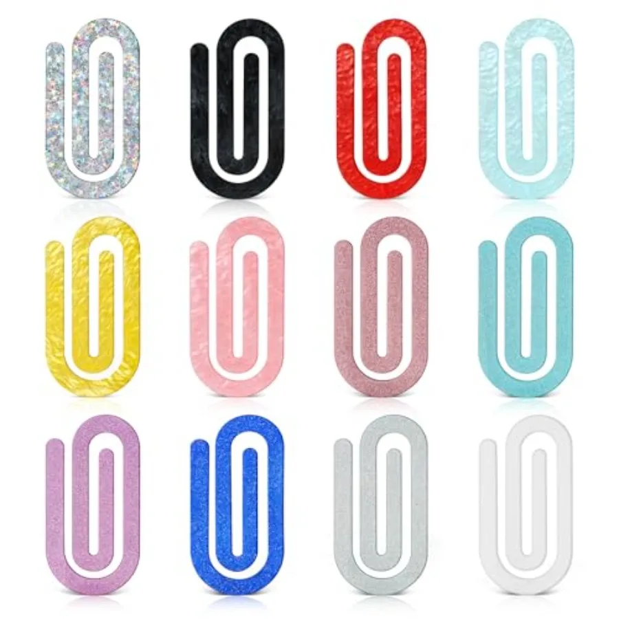 

12 Pcs Jumbo Acrylic Paper Clips, Vibrant Bright Colors, Decorative Classroom and Office Supplies, Back to School Gifts for Tea