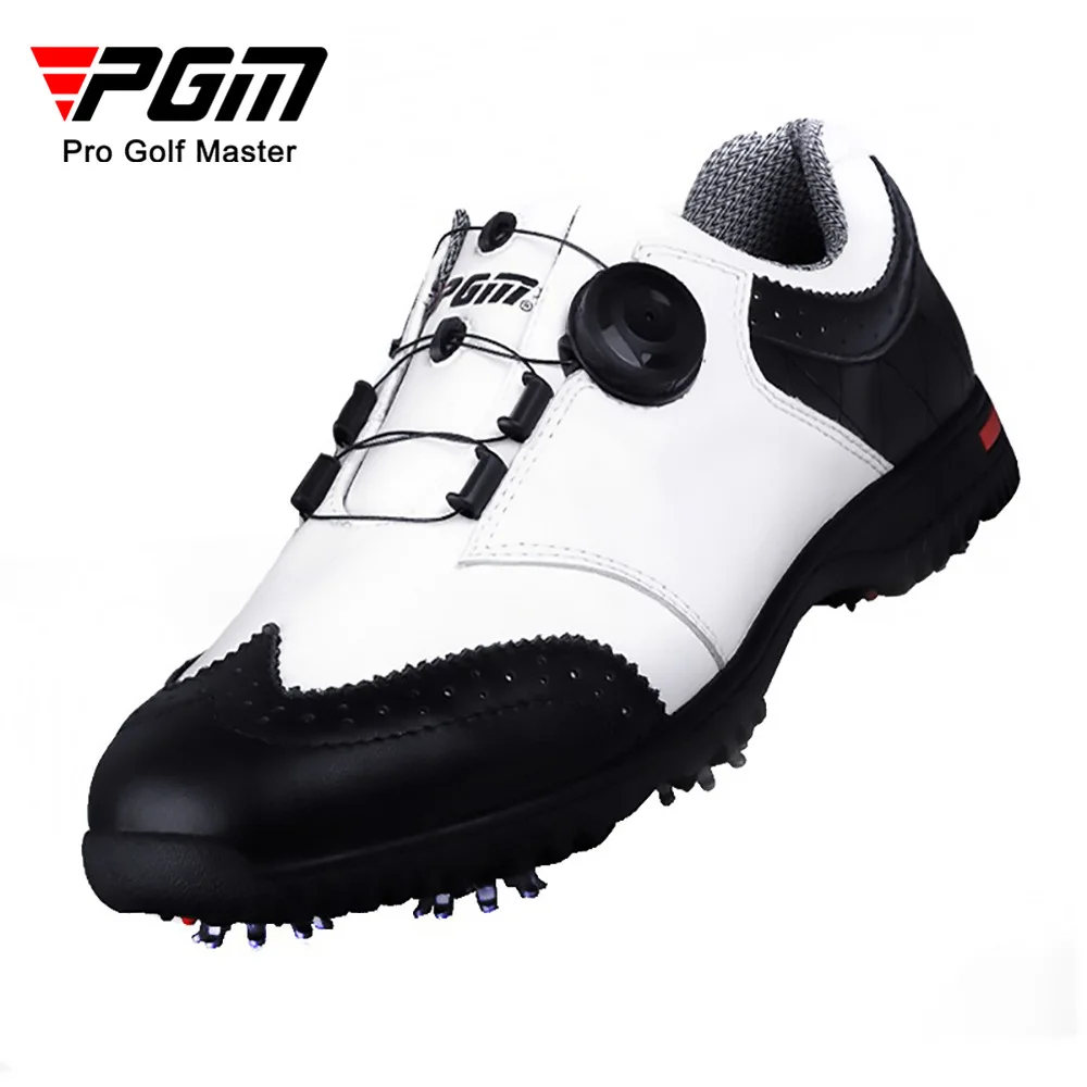 

PGM Golf Shoes Waterproof Genuine Leather Sneakers Spikes Nail Non-Slip Mens Comfortable Knob Buckle Golf Men'S Shoes XZ039