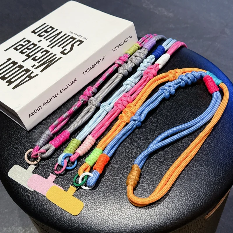 

Mobile Phone Lanyard Women's Crossbody Long Style Color Blocked Woven Shoulder Strap Cartoon Cute Pendant For iPhone 17 16