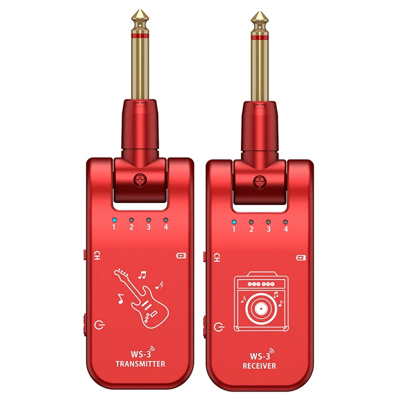 XSXS-Guitar System Transmitter Receiver 4 Channel 800Mhz-900Mhz 6.35Mm Audio Plug For Play Electric Music Instrument