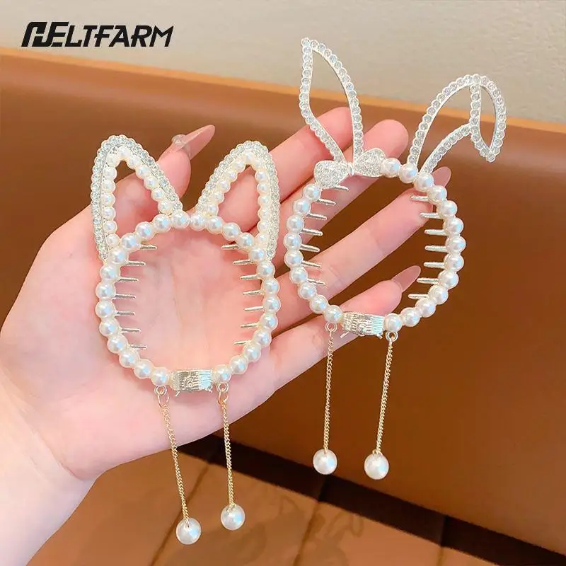 Elegant Rhinestone Hair Claw Clips Flower Horsetail Buckle Bun Ponytail Holder Hair Clip Women Female Hair Accessories