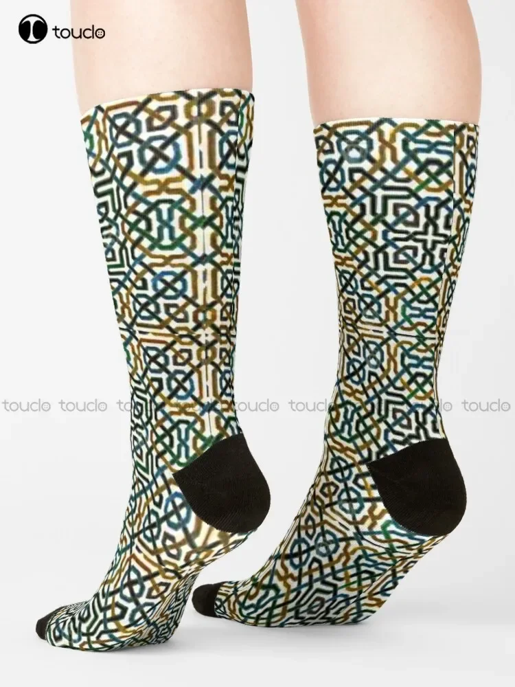 Alhambra Palace Tile Socks Navy Baseball Socks Unisex Adult Teen Youth Socks Christmas Gift Custom Hd High Quality Fashion New