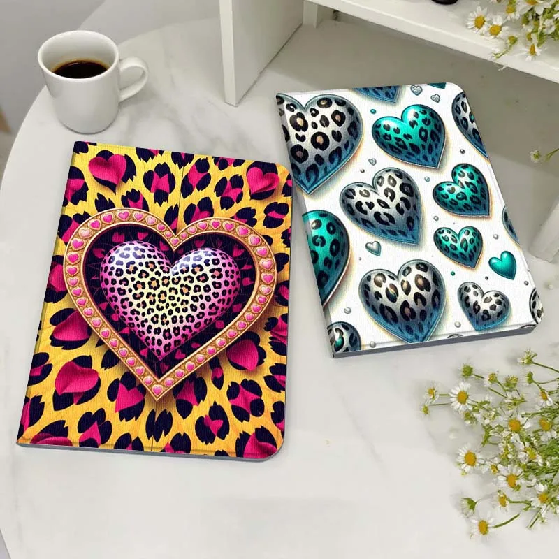 

Чехол для планшета с мультяшным леопардовым принтом и сердечками для Legion Xiaoxin Pad Y700 K10 M10 P11 K11 Pro Plus 10.6 11.5 дюймов 2021 2023 2025