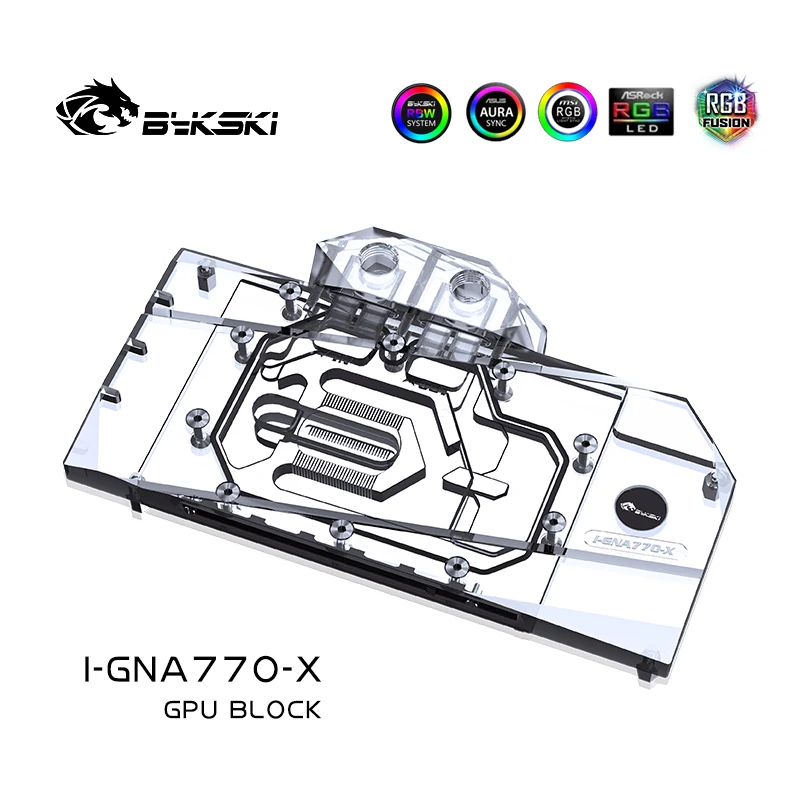 Imagem -03 - Bykski Gpu Bloco de Refrigerador Água para Gunnir Intel Arc A770 Fluxo 8g oc Placa Vídeo Cobertura Completa Radiador Cobre I-gna770-x