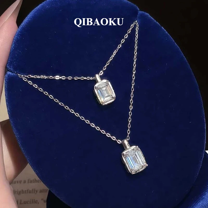 QIBAOKU D Color 1/2CT Emerald Moissanite Necklace for Women Cute Candy Pendant S925 Sterling Silver Wedding Jewelry Gifts 2026