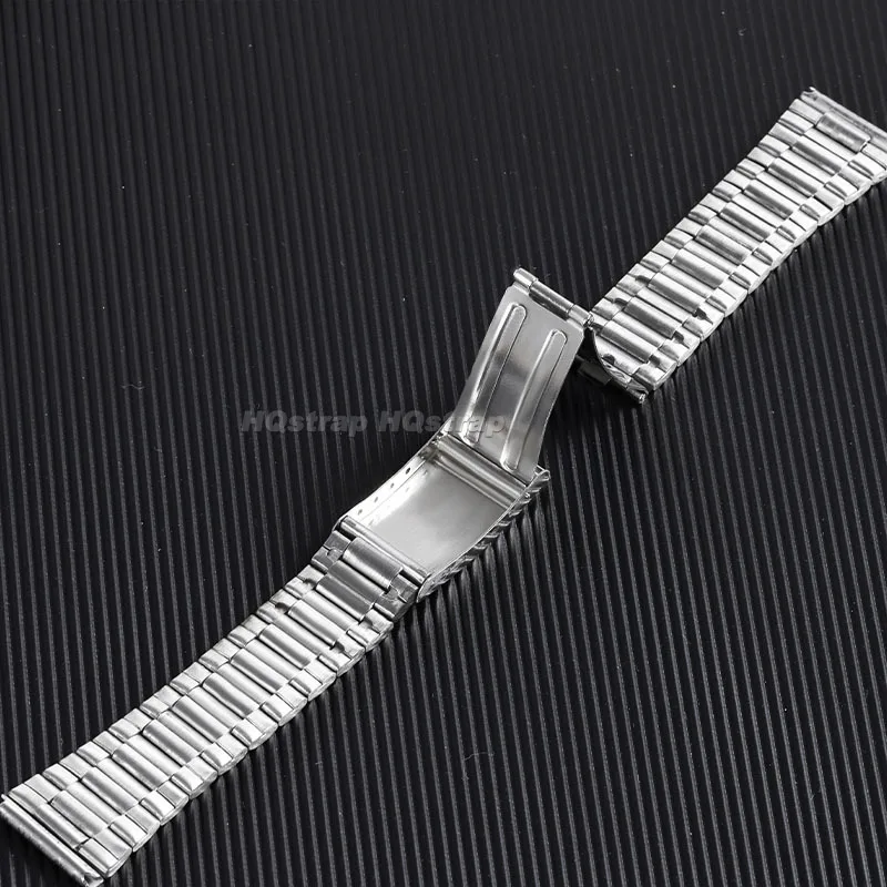 Correa Universal de acero inoxidable, pulsera de Metal con hebilla plegable, repuesto de boca plana, 12mm, 14mm, 18mm y 20mm