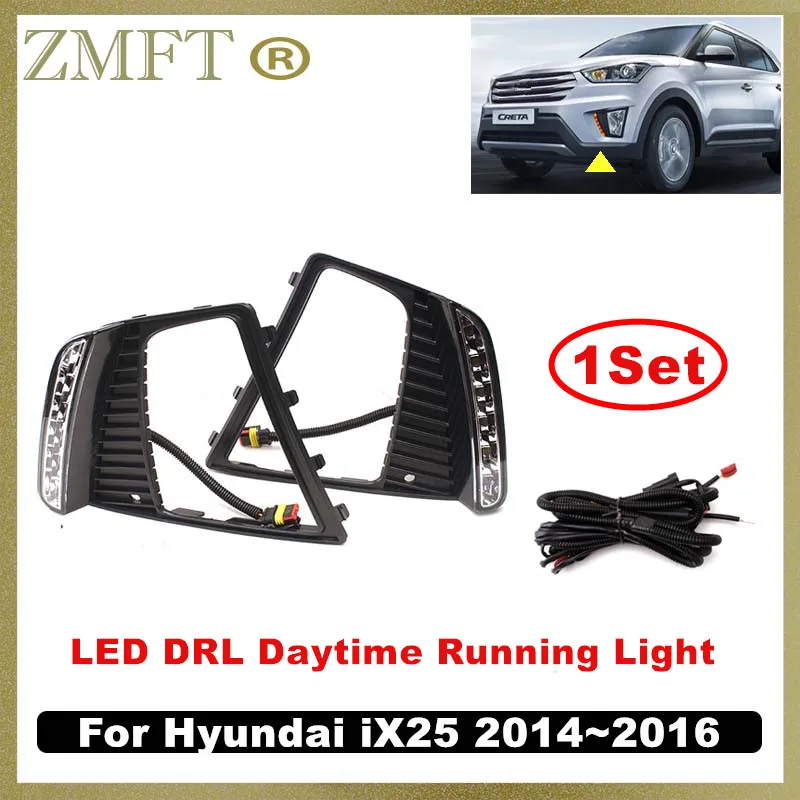 1Set Car LED DRL For Hyundai iX25 2014 2016 2016 Daytime Running Light Indicator Turn Signal Fog Lamp