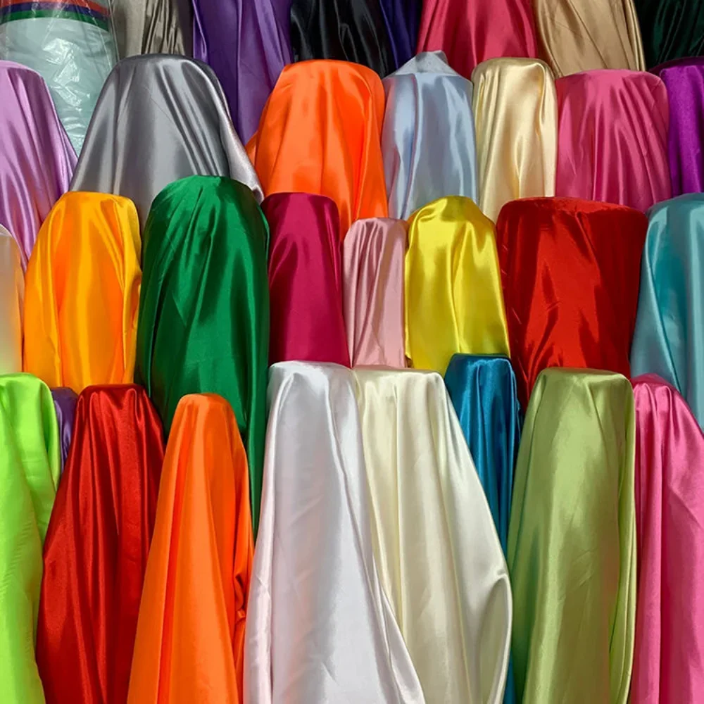 3/5/10 Meters Silky Bright Satin Fabric for Sewing Soft Shiny Draping Medium-weight Cloth Suitable for Dress Upholstery Cloth