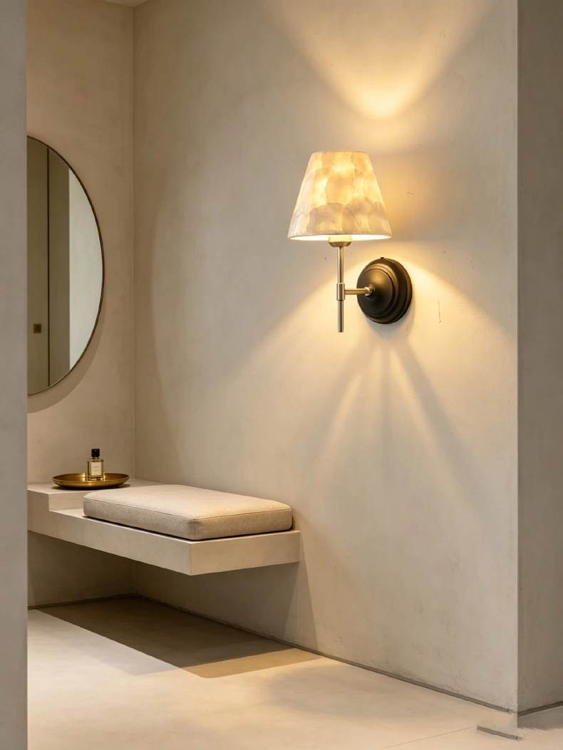 Shell Lampshade Wall Lamp E27 Bulb Gold Metal