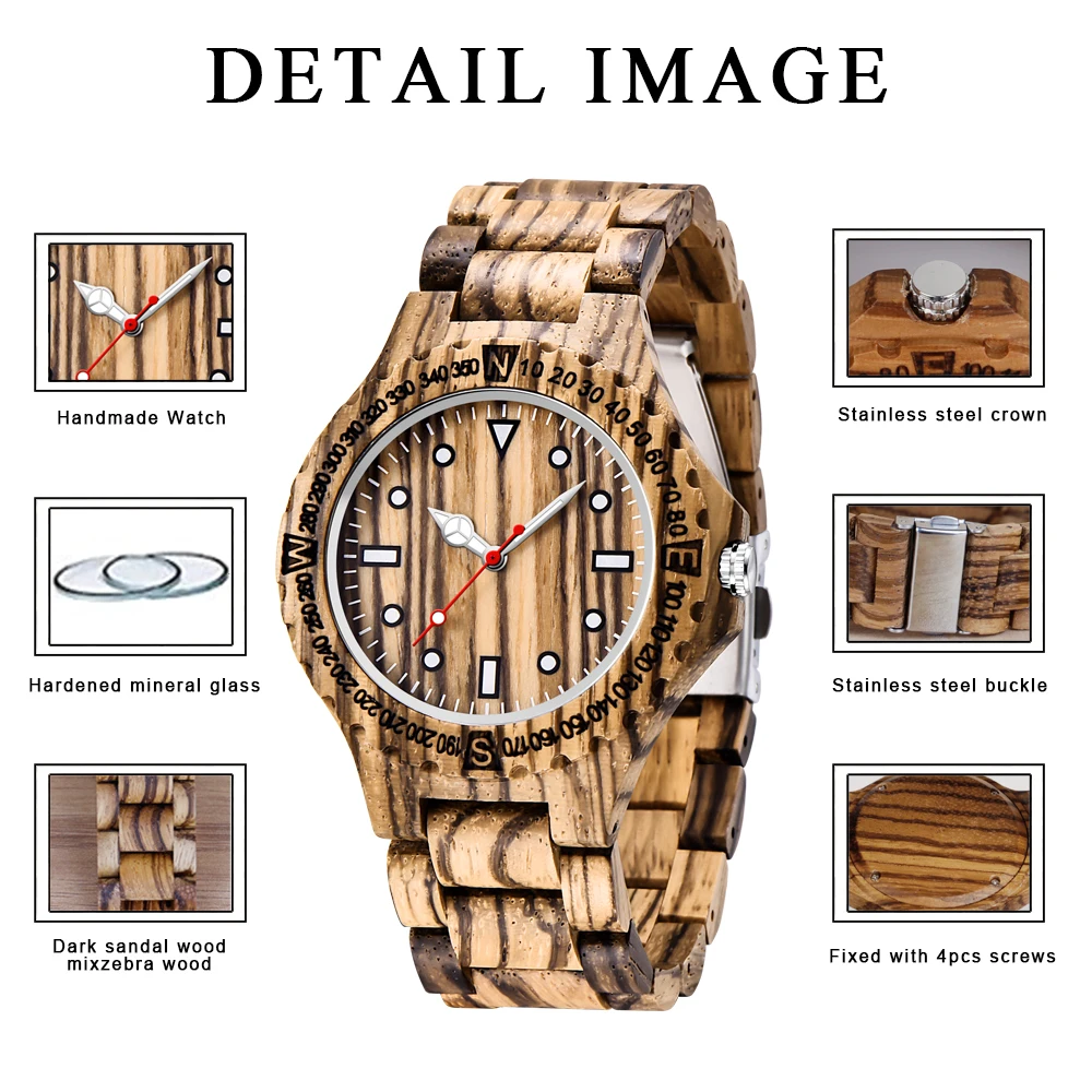 New Classic Luxury Design Striped Wood Simplicity Watch Men's Specialty Business Leisure Lightweight Strap Watch