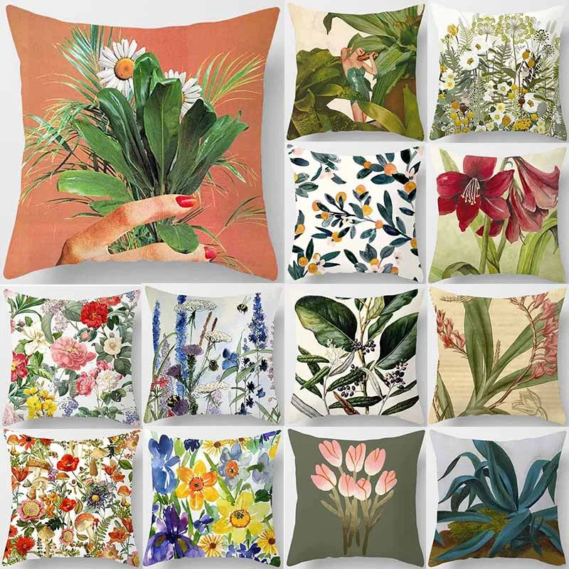 

Flower Plant Pillow Case Home Decoration Car Sofa Cushion Cover